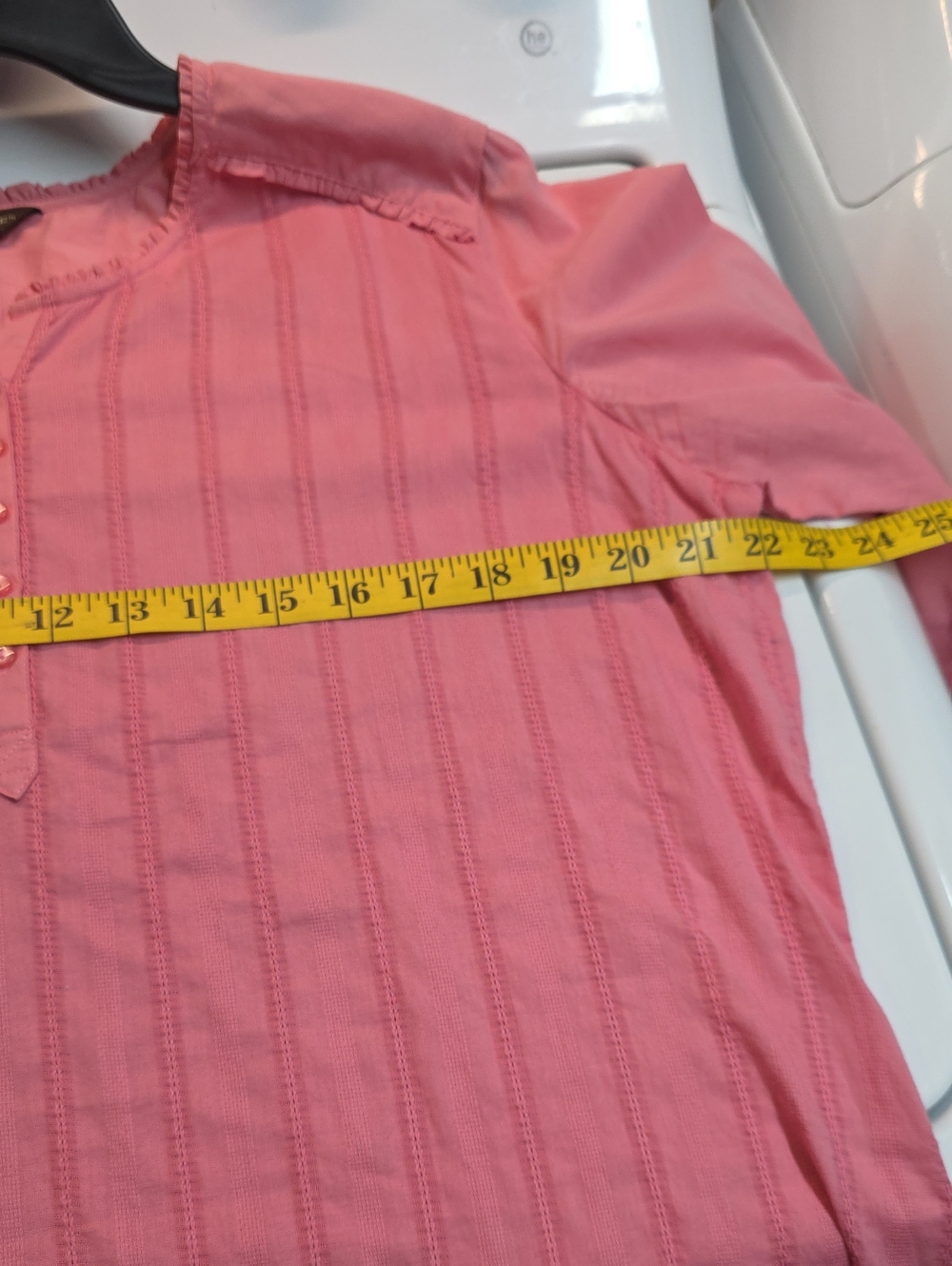 Bit & Bridle Embroidered Blouse Shirt Top 100% Cotton L Pink Flowy Roomy Relaxed - Picture 9 of 11